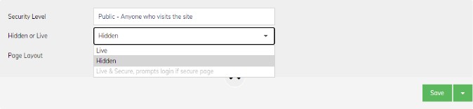 ShoutCMS page visibility settings